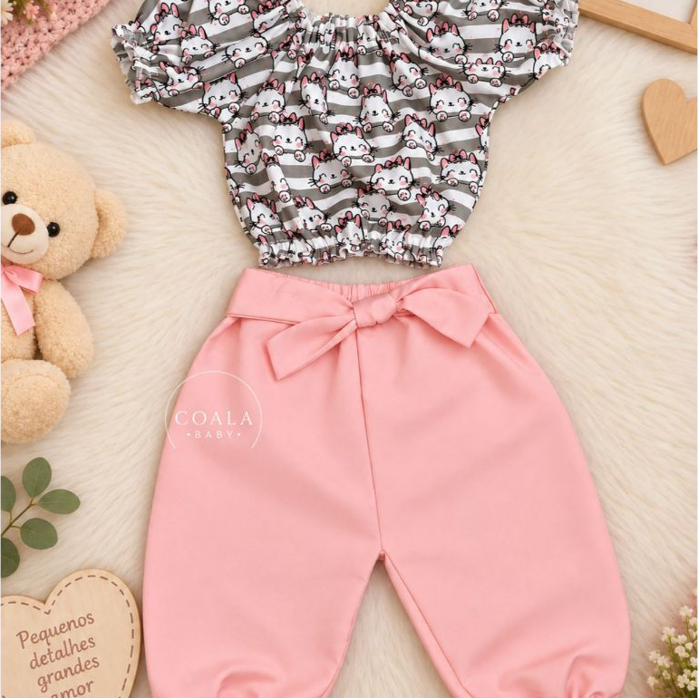 Cropeed Estampado + Calça Capri de Bebê