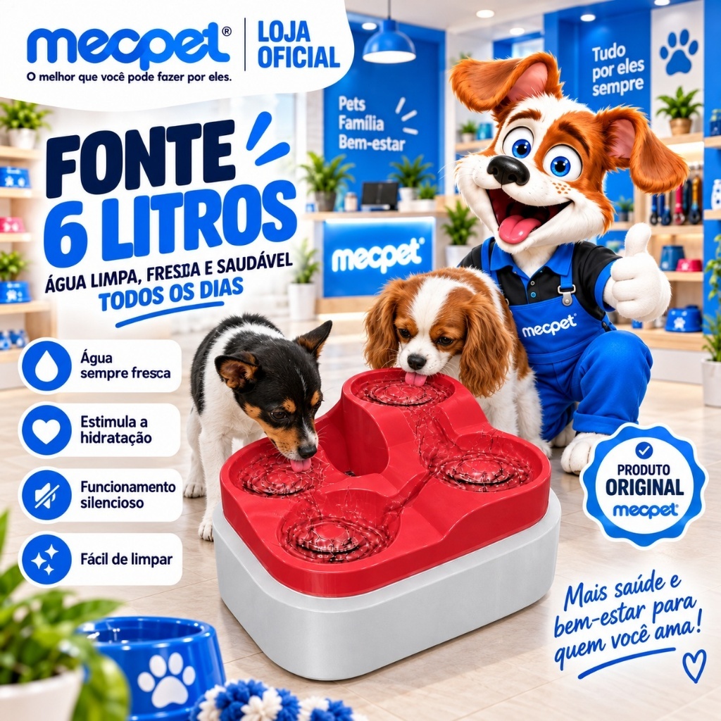 Fonte Bebedouro Cascata Purificador Caes e Gatos Grande 6L Bivolt