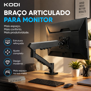 Suporte de Monitor Ajustável 17-32' Braço Articulado Altura Regulável 360° Mesa até 9kg U5