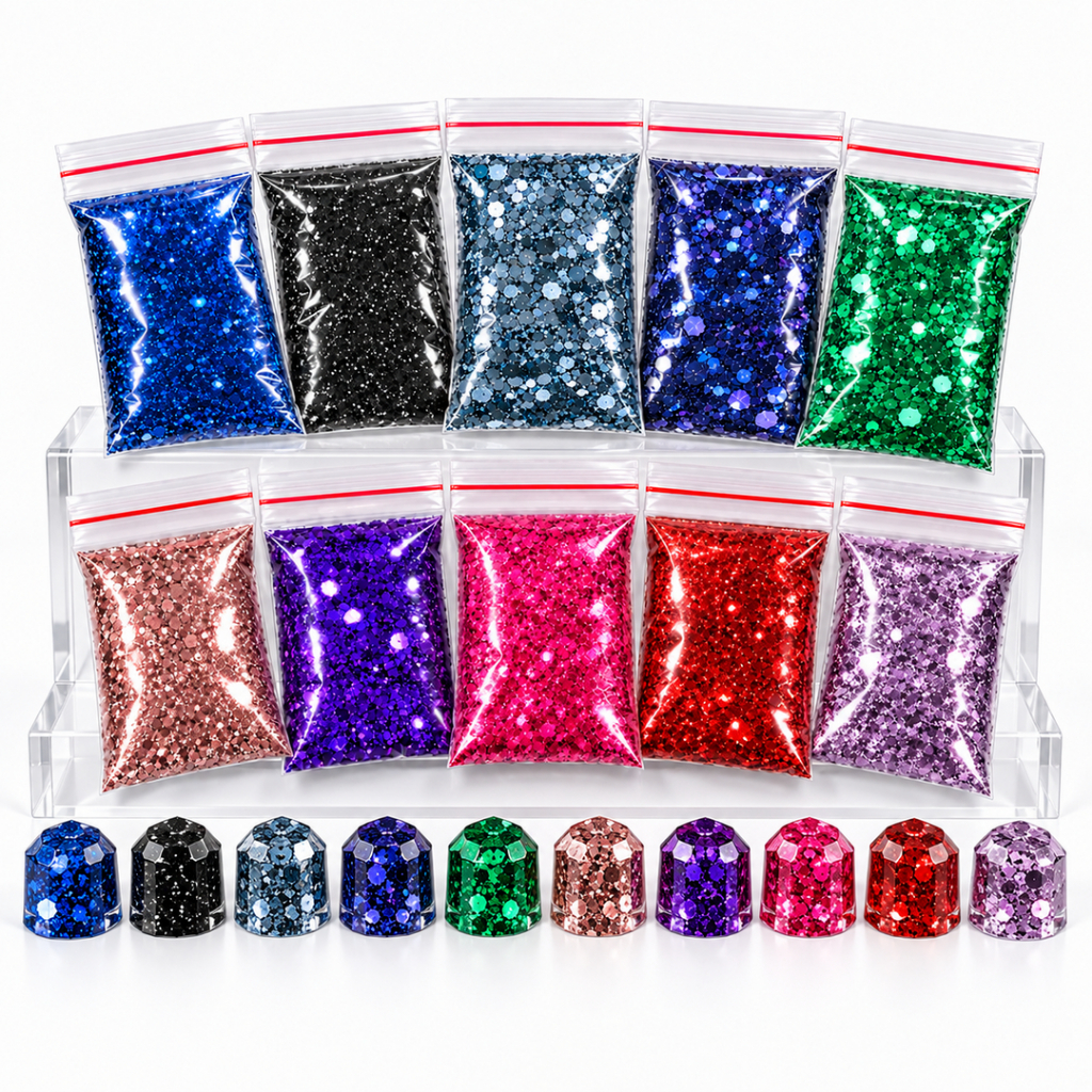Kit 50g Glitter Flocado Decoração De Unha Resina Artesanato Art Nail