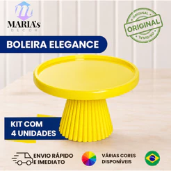 KIT COM 4 BOLEIRA ELEGANCE PARA FESTA, ANIVERSÁRIO E DECORAÇÃO - BOLO E DOCES - VARIAS CORES