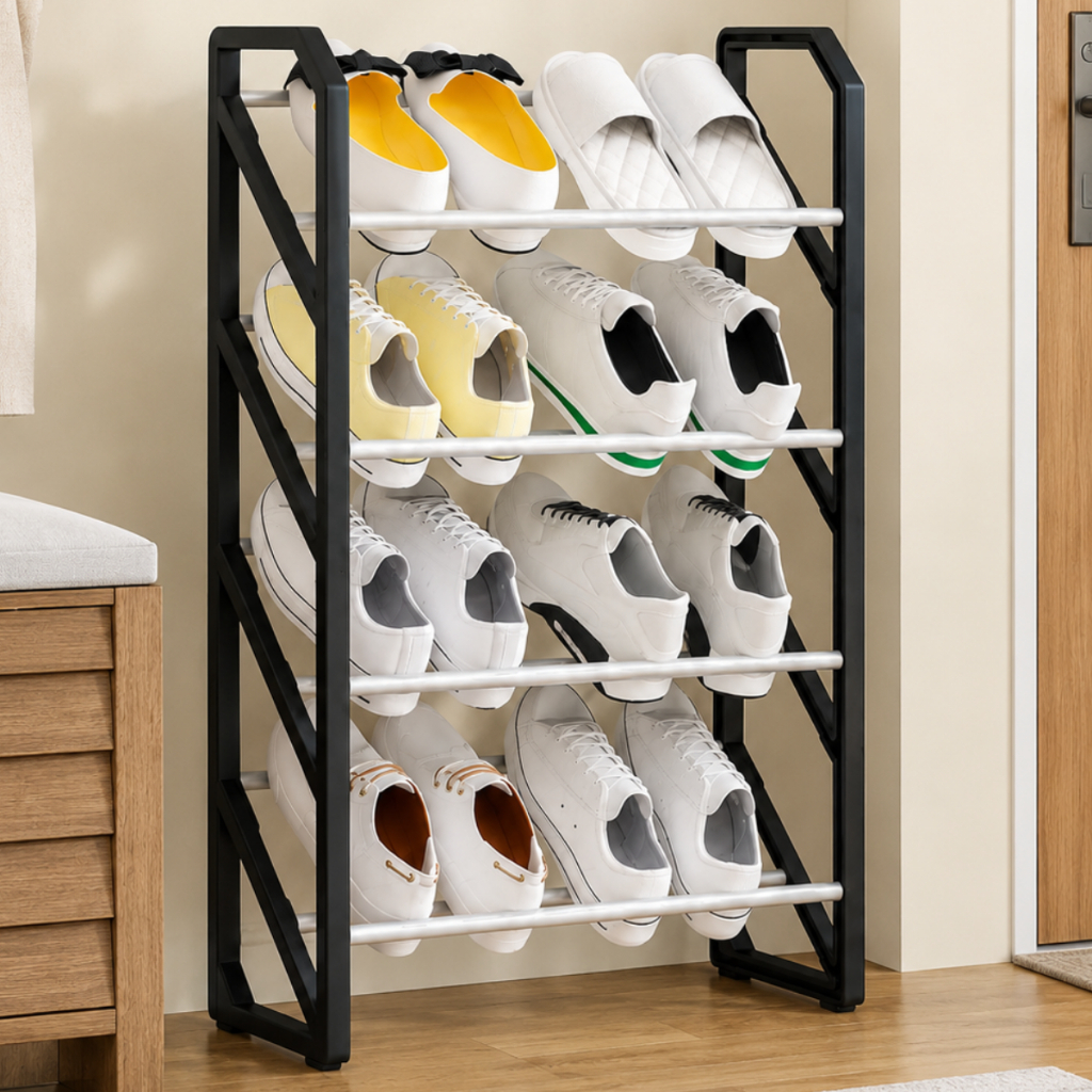 Prateleira para Sapatos Sapateira Organizadora 4 Andares 8 Pares de Calçados Desmontável Multiuso Hall de Entrada