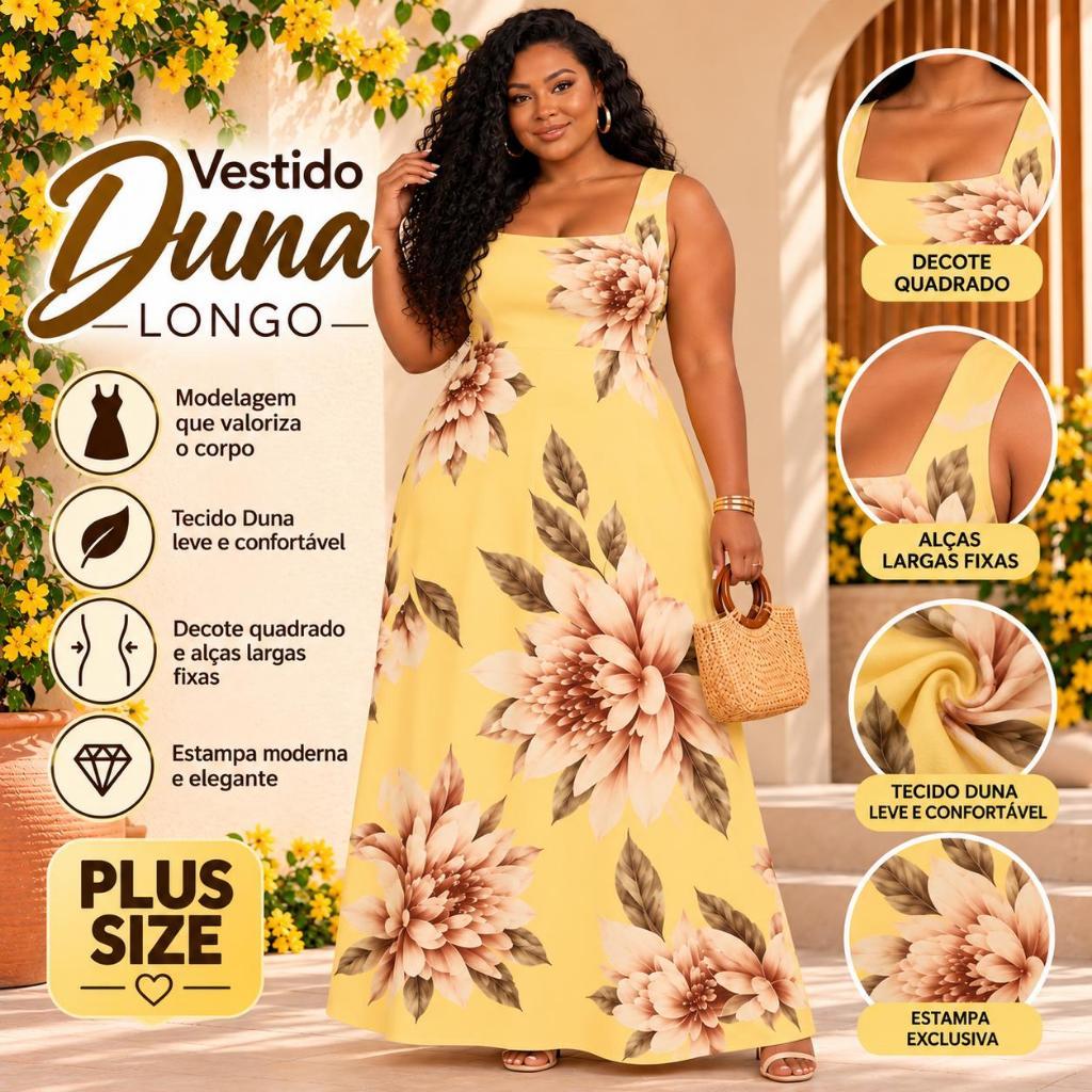 Vestido Feminino Plus Size -Duna Estampado G GG G1