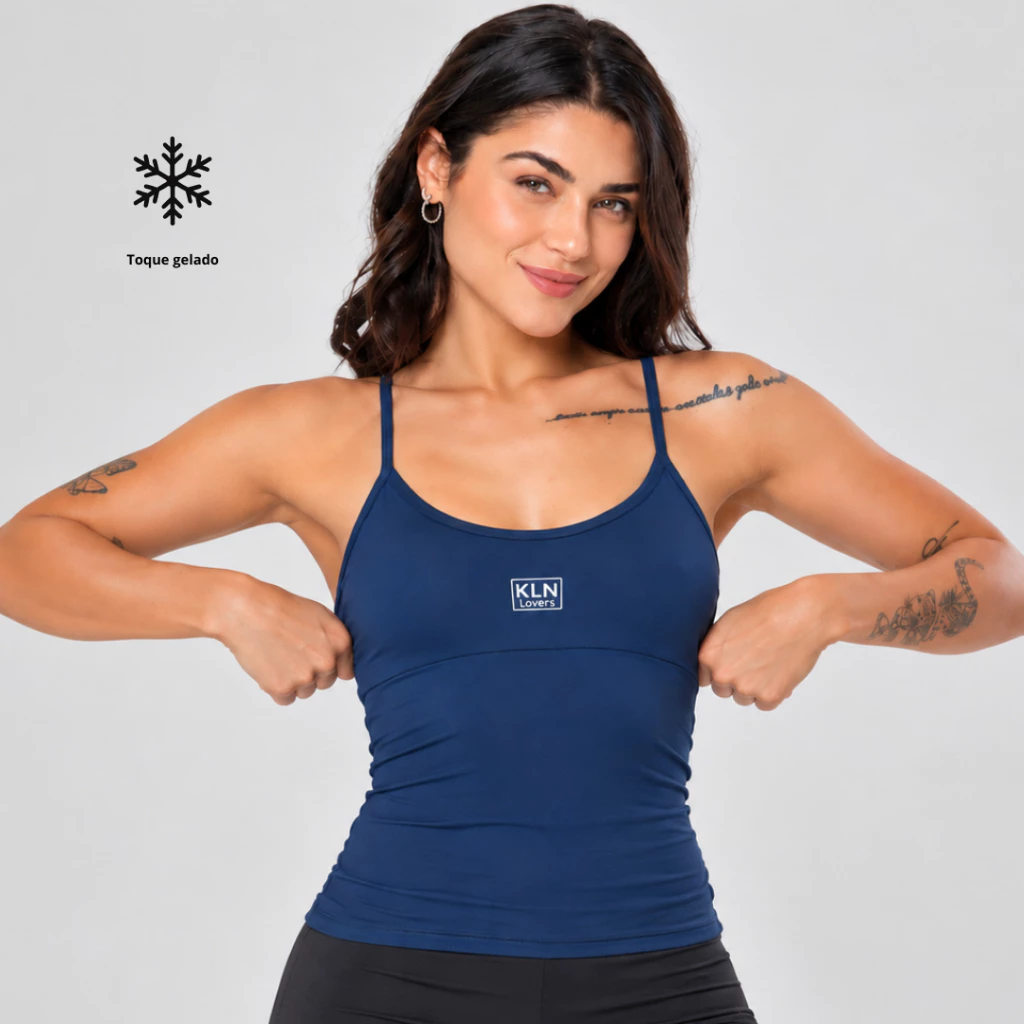 Blusa Poliamida Feminina Fitness Compressão Alça Conforto com Forro KLN