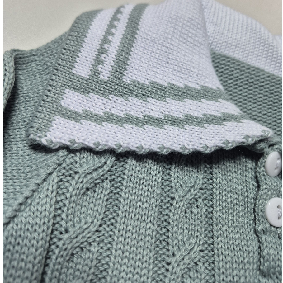 roupa bebe menino tricô Caio verde · foto 2