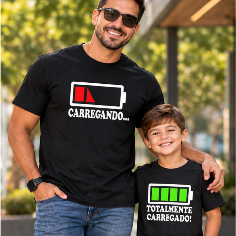 Kit 2 Camisa Personalizada Bateria Tal pai Tal filho(a) Adulto Infantil Estampa Acabamento E Durabilidade 100% Poliéster