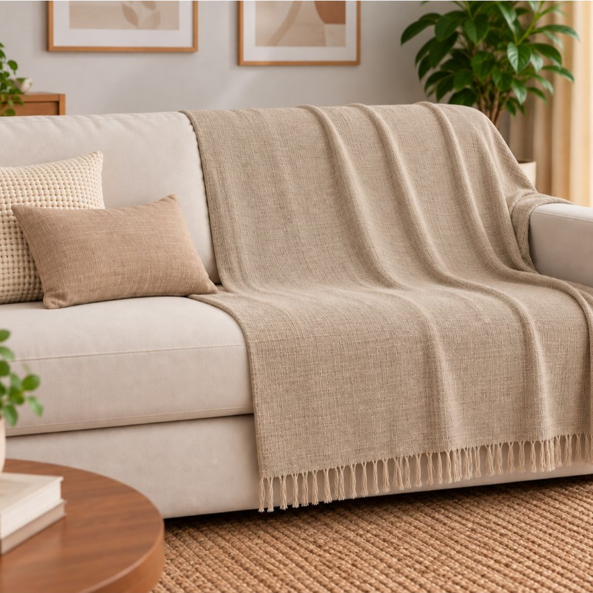 Manta Para Sofá Gigante 210x120 cm Tipo Capa Protetora de Sofá Luxo Algodão Macio Confortável Decorativa Promocao