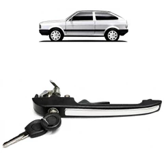 Maçaneta Puxador Externa Gol Quadrado, Com chave e friso METAL/ZAMAC (INOX)