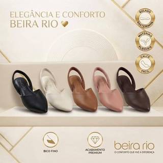 Sapatilha Feminina Beira Rio Mule Slingback Bico Fino Elástico Napa Confortável Original