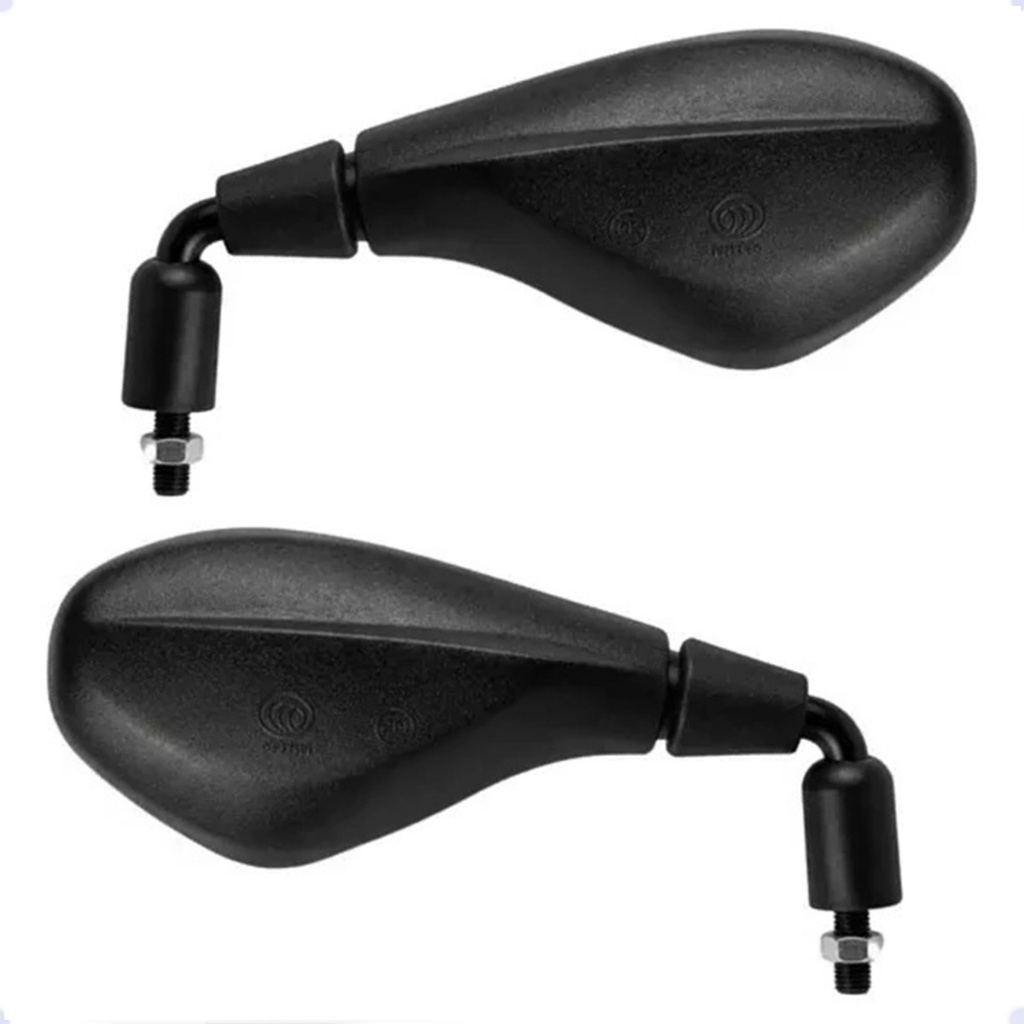 PAR ESPELHO RETROVISOR PRETO HASTE CURTA 90 GRAUS MODELO BMW GS 650 / F800 ROSCA HONDA
