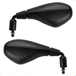 PAR ESPELHO RETROVISOR PRETO HASTE CURTA 90 GRAUS MODELO BMW GS 650 / F800 ROSCA HONDA