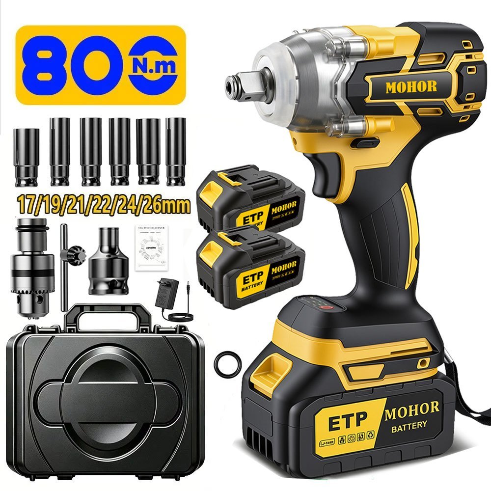 Chave de Impacto Automotiva 800NM Sem Fio 48V Brushless Profissional Parafusadeira com Controle de Velocidade Ajustável