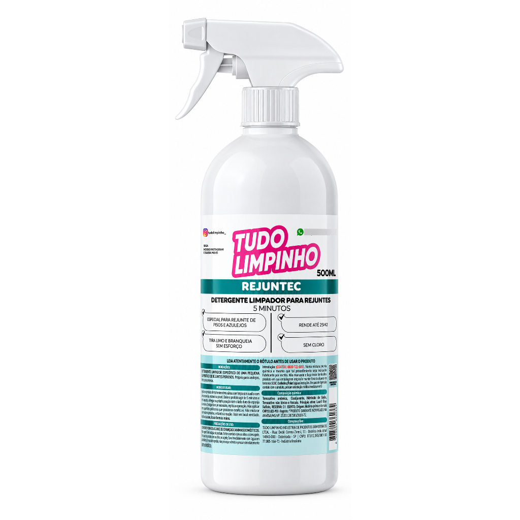 Rejuntec Detergente Limpador P/ Rejunte S/ Cloro 1l Piso Azulejo