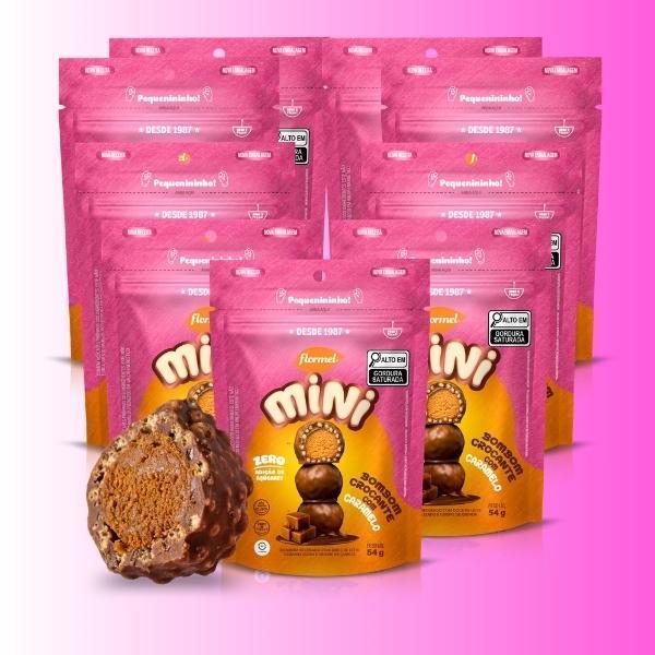 Kit 10 Pacotes Mini Bombom Zero Açúcar Sem Glúten Chocolate Crocante Flormel 54g cada