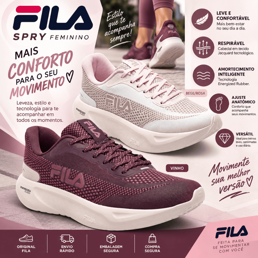 Tênis Fila Spry Feminino Ultraconforto Caminhada Original