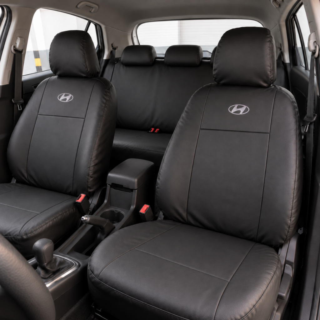 Capa Banco Carro 100% Couro Hb20 Creta Tucson I30 Azera Courvin Automotivo Impermeável + Brinde