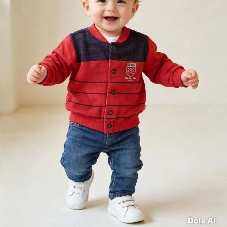 Casaco Bebê Masculino, Modelo Manga Longa, Moletom Vermelho, Tam: G, Marca; Bauerbauer1977