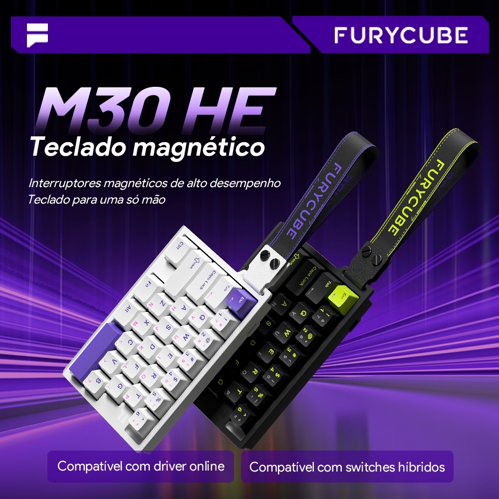 Teclado Magnético 30% 8K Hz Rapid Trigger 0,01mm Hall Effect Hot-Swap USB-C RGB Software - M30HE