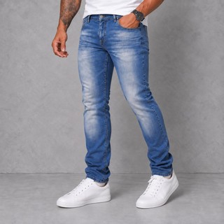 Calça Masculina Jeans Claro Com Used Elastano Premium Slim Fit - Qualidade Garantida Envio Rápido