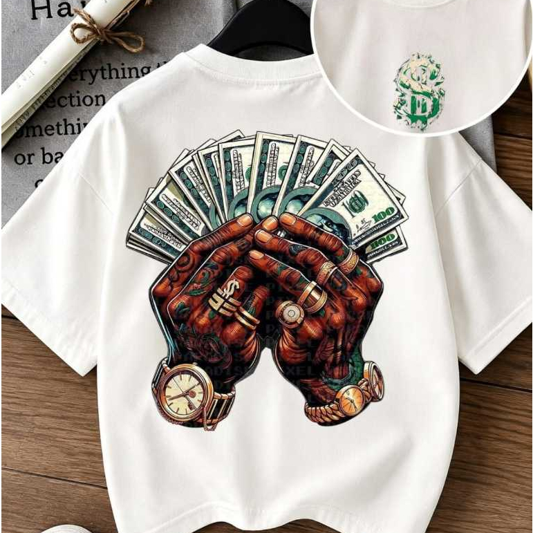 Camiseta Oversized Estilosa Cifrão Confortável Caimento no Ombro Camisa Streetwear 100% Algodão