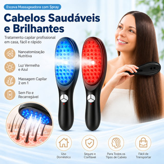 Escova Massageadora Capilar LED Laser Terapia Capilar Anti Queda Crescimento Cabelo Recarregável USB