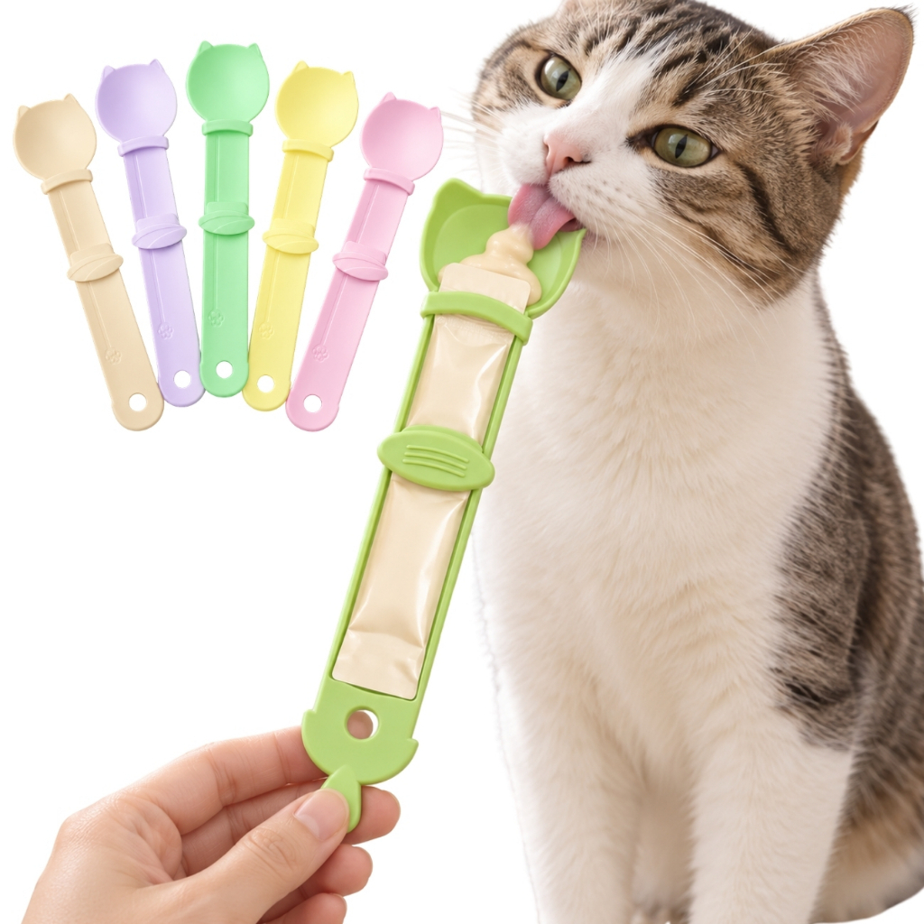 Colher Espremedora para Sachê de Gatos Churu e Petiscos Pet