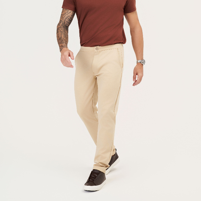Calça Alfaiataria Masculina Malha Com Elastano Slim Social Sem Passante Conforto HAAG — imagem 2 de 2