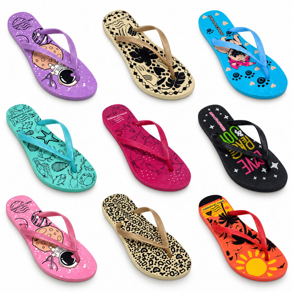 Kit Chinelos Feminino Adulto 10 Pares Estampados