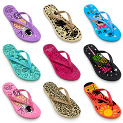 Kit Chinelos Feminino Adulto 10 Pares Estampados