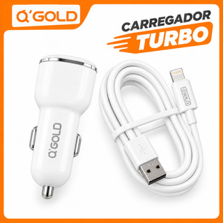 Carregador Veicular Turbo + Cabo Micro USB 3.1A 15W 12V/24V Carro Celular GPS Carregamento Rápido