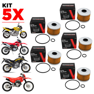 Kit 5 Filtros Oleo Honda Crf 250f Crf 300f CB 300f CBX 250 Twister Sahara 300 XRE 300 XR250 Tornado Original Vedamotors