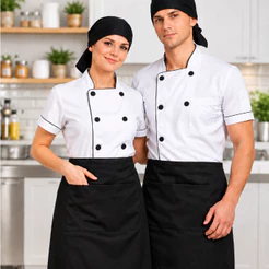Kit 2 Aventais Oxford Preto + 2 Bandanas Profissionais Unissex Cozinha Restaurante Padaria