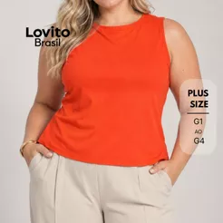Lovito Plus Size Regata Casual Feminina Básica TKB1354BRL1384