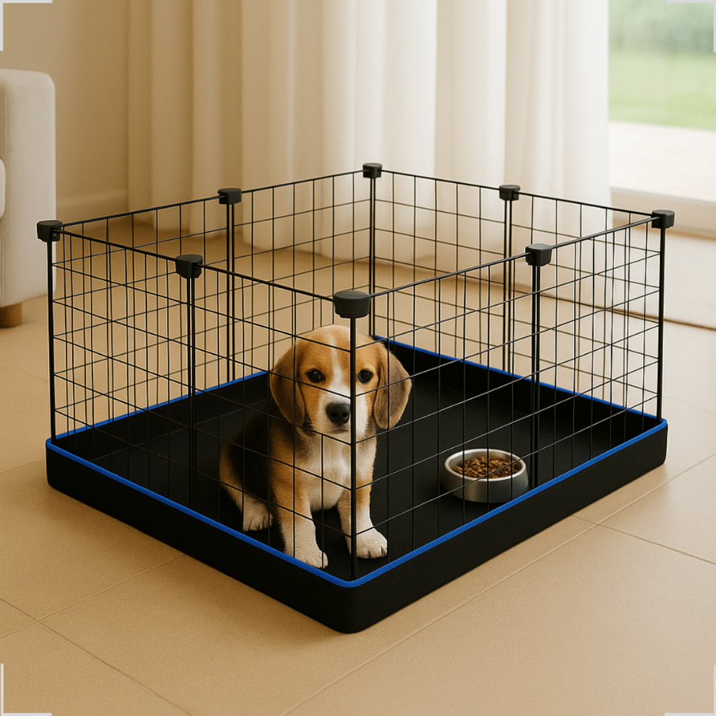 Cercadinho 30x30 com Estrutura Gaiola, Tapete Lavável e Bandeja para Animais Pequenos