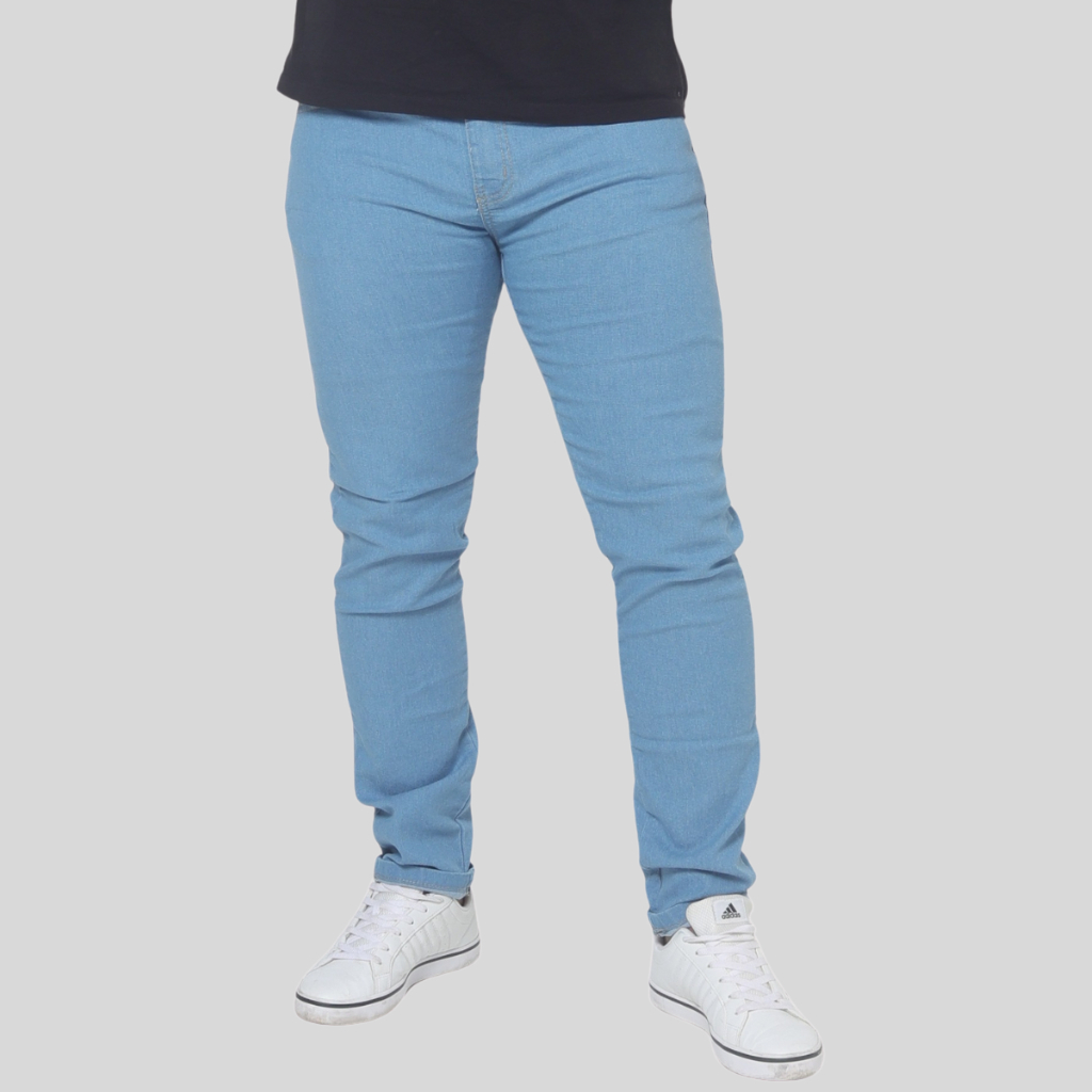 Calça Jeans Masculina Azul Clara Slim Estica Com Lycra Confortável Trabalho Dia a Dia Original Direto da Fábrica