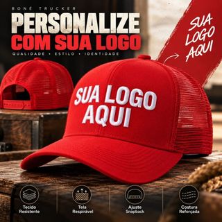 Kit 5 Bonés Personalizado Bordado Trucker Tela Aba Curva Feminino Masculino