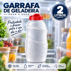 Garrafa De Água Suco Geladeira Jarra De Plástico 2 Litros - Vermelho