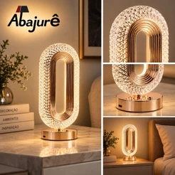 Luminária Mesa Escrevaninha Abajur Cristal Acrílico Diamante Lua Flor LED Cabeceira Quarto Infantil