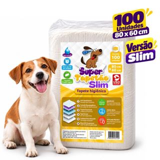Tapete Higiênico Cachorro Super Tapetão Slim 80x60cm 100 Un Super Absorvente Antivazamento
