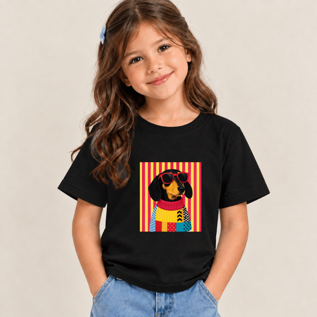 Camiseta Infantil Cachorrinho Fashion Estampada Listrado Divertida Algodão Menina Criança Tendência
