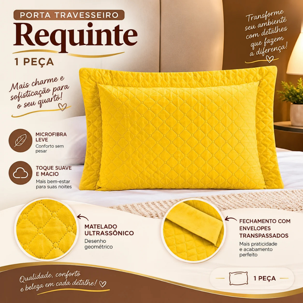 Porta Travesseiro 1 peça Matelado Microfibra Requinte Confortável Toque Macio Cama Decoração Quarto
