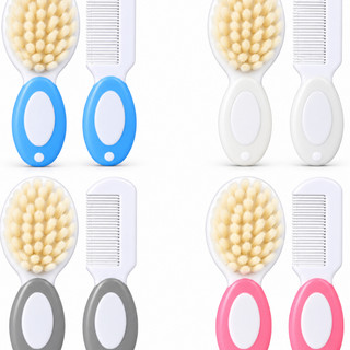 Escova e Pente de Lã Natural Pura para Bebê - Suave e Aquecida, Confortável para Recém-Nascidos