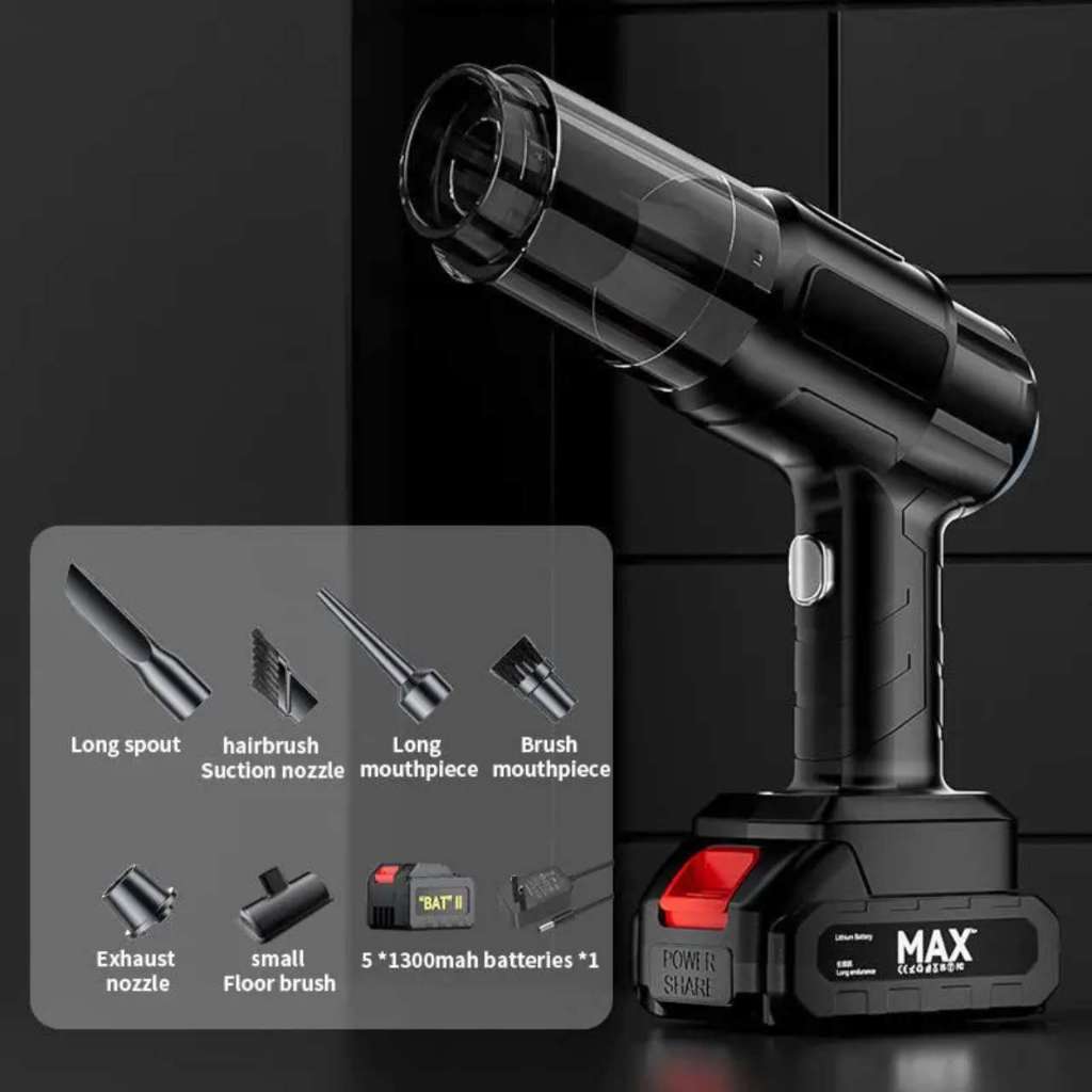 Aspirador de Pó e Soprador Portátil Sem Fio 24V com Bateria Recarregável e 6 Bocais SQ- XC59