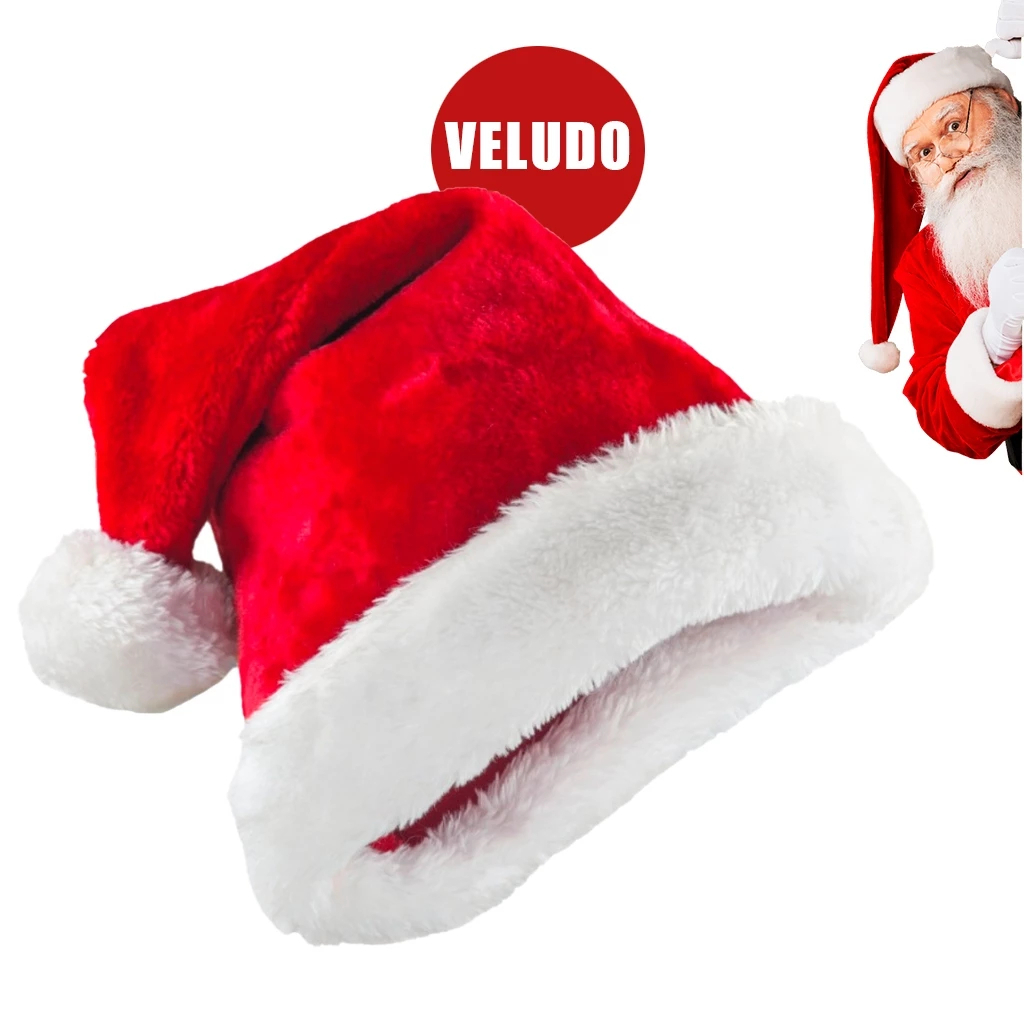 Touca Natalina de Veludo Papai Noel 40cm