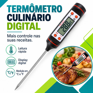 Termômetro Culinário Digital Espeto TP101 Cozinha Churrasco Carnes Doces e Líquidos
