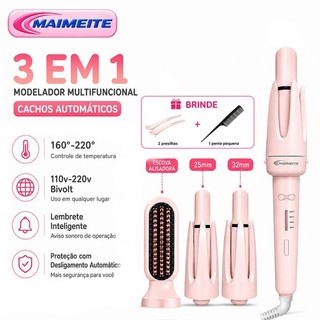 MAIMEITE multifuncional Modelador De Cachos 3 em 1 Automático 25mm/32mm + Pente Alisador 110v-220v Bivolt