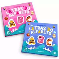 Alfabeto Magnético Infantil 78 Peças Livro Educativo ABC Letras e Figuras Brinquedo Pedagógico 3 Anos+