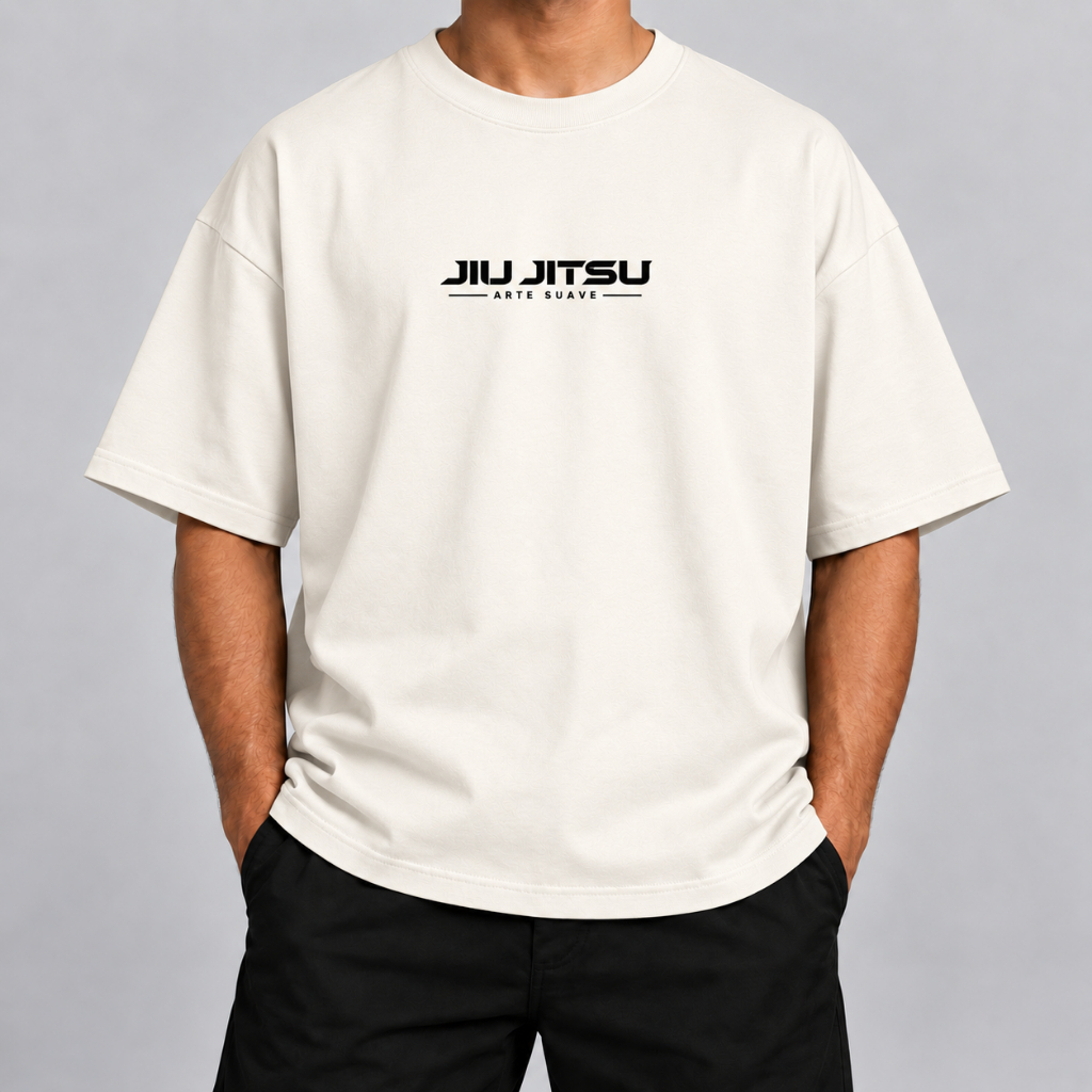 Camiseta Jiu Jitsu Masculina Oversized 100% Algodão Streetwear Lifestyle Academia Arte Suave