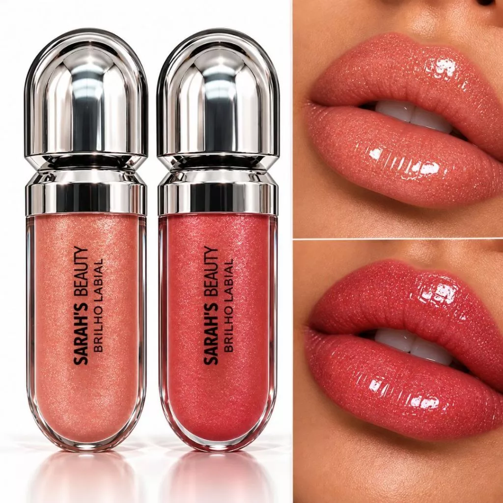 Kit Com 2 Gloss Sarahs Beauty Lip 3D Brilho Intenso Cores Variadas Design Elegante Sofisticado — imagem 1