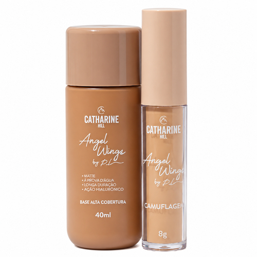 Kit Catharine Hill Angel Wings Base Alta Cobertura Camuflagem Maquiagem Profissional Pele Facial Corretivo Líquido